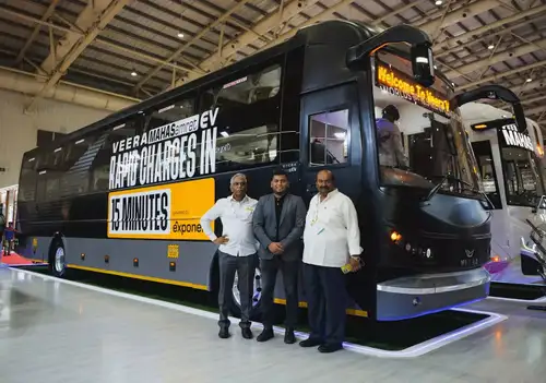 Veera Vahana has teamed up with Exponent Energy to launch the Veera Mahasamrat EV, a long-haul electric bus capable of rapid charging in 15 minutes. This innovative bus aims to reduce operating expenses for fleet owners by 30% and will initially focus on the Bengaluru-Hyderabad route with dedicated charging stations along the highway.